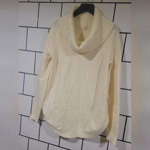 A by Anthropologie Ivory Cream Off-white Cowl Neck Long Sweater